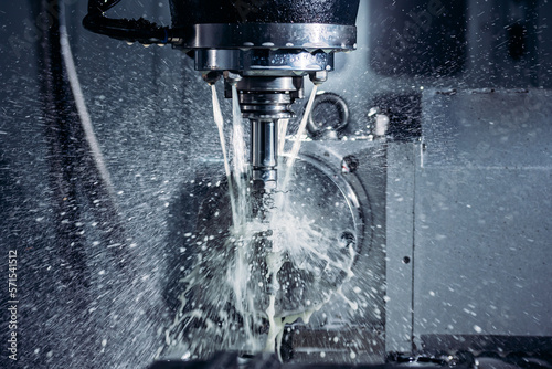 Coseup Working CNC turning cutting metal Industry machine iron tools with splash water photo
