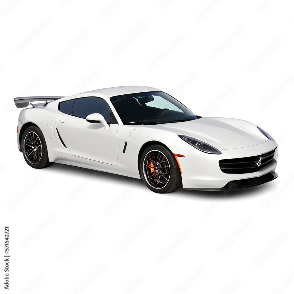Luxury Sports Car on White Background Created with Generative AI and Other Techniques