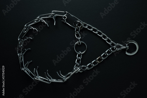Prong collar on black background