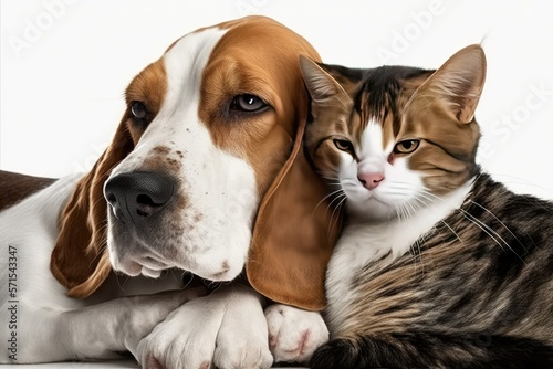 cat and dog cuddling, ai generated