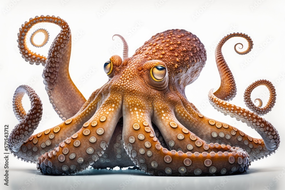 Obraz premium Octopus on white background. Generated AI