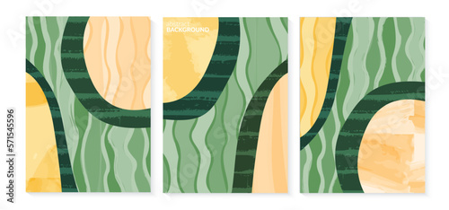 Green abstract rice field top view with texture vector background. Nature pattern, eco illustration, countryside poster design. Collection of agriculture landscape, set of simplicity ecology poster