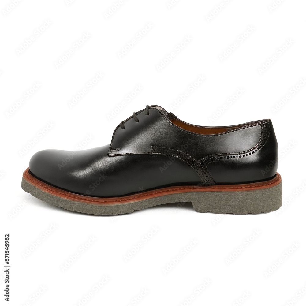 Classic Black Derby Shoe on White Background Created with Generative AI and Other Techniques Classic Black Derby Shoe on White Background Created with Generative AI and Other Techniques