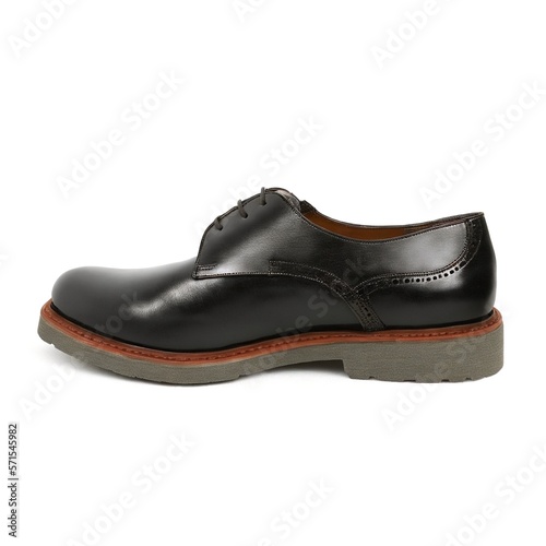 Classic Black Derby Shoe on White Background Created with Generative AI and Other Techniques