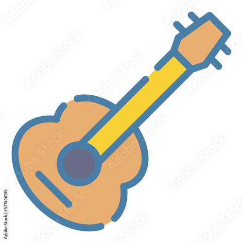 Guitar is a stringed musical instrument, with a fretted fingerboard  photo