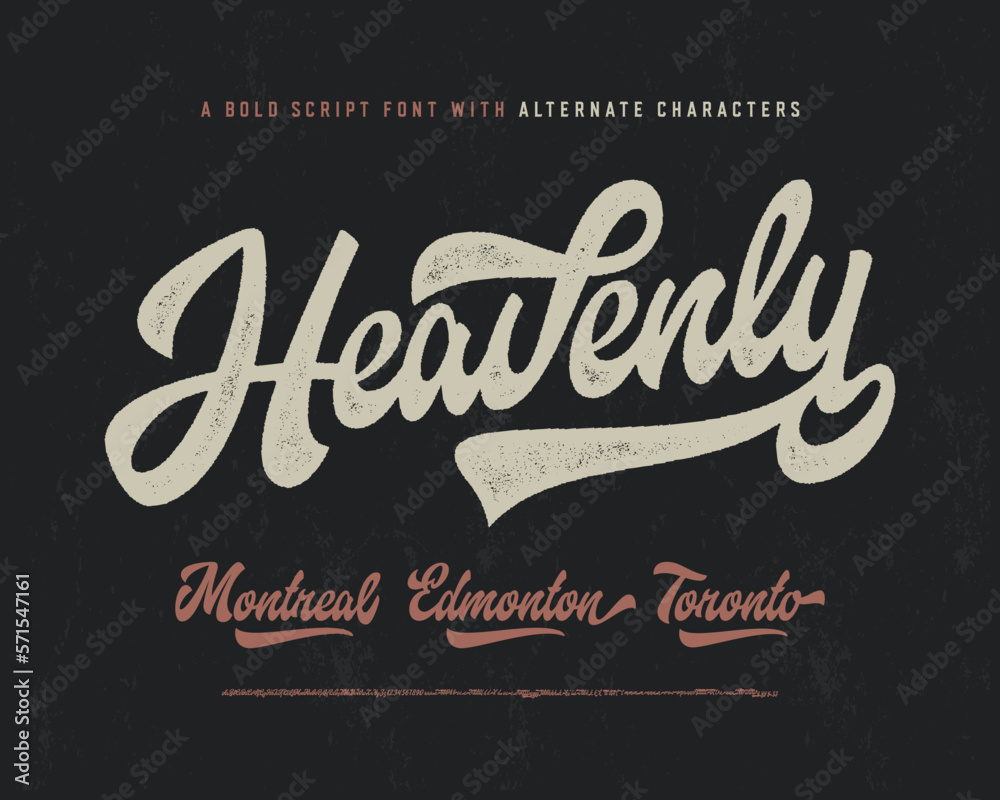 Heavenly. Original Retro Brush Script Font and City Logos. Vector Heavenly. Original Retro Brush Script Font and City Logos. Vector