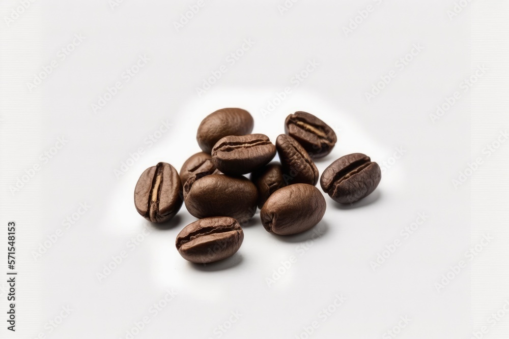 Naklejka premium Coffee beans in a group, isolated on a white backdrop. Generative AI