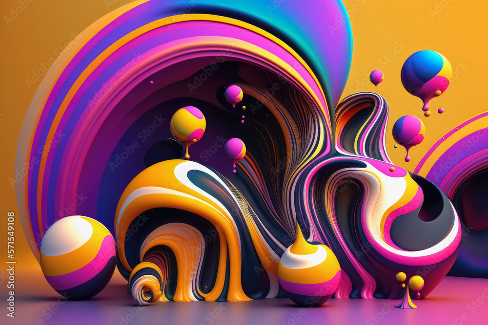 Fototapeta premium Fluid wave color abstract colorful fluid design background. Trendy holographic gradient shapes. Liquid curve wave shape in motion, Generative AI