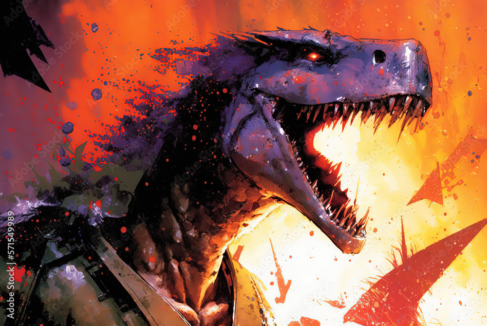 Scream dinosaur digital art. Generative AI. Scream dinosaur digital art. Generative AI.