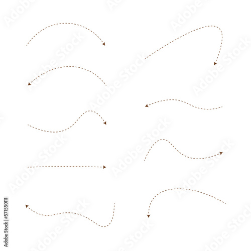 Set of dashed line arrows