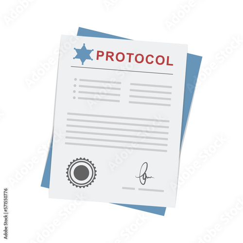 Protocol of the police, an offense of document protocol, investigator, detective, certify and police protocol documentation. Police Protocol of investigator with targeted missions of documentary paper