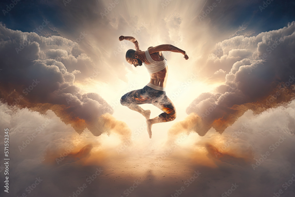 AI generated dynamic and exciting movements of breaking dancers