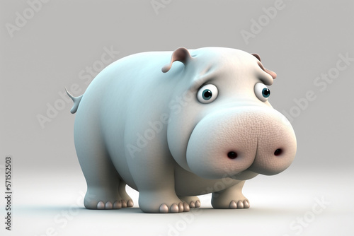 cute hippo on white background  Generative AI  