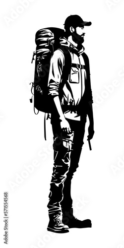 silhouette of a backpacker