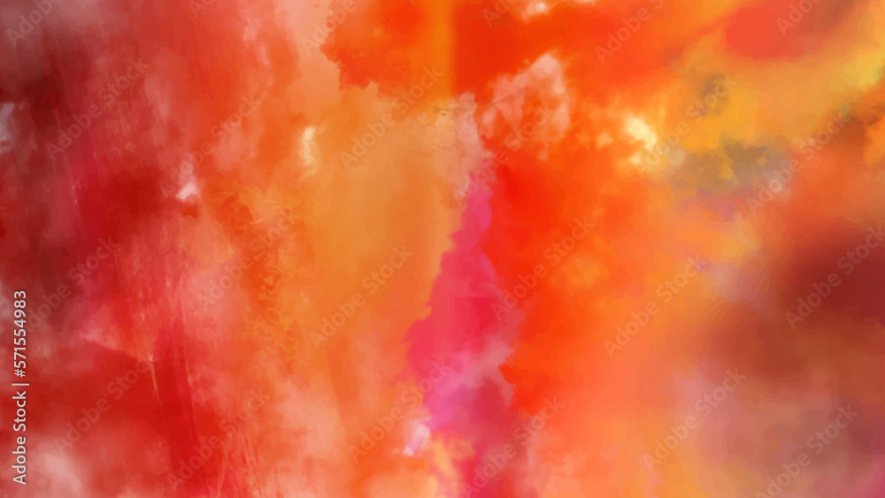 red and yellow background, abstract watercolor background with space. colorful sunrise or sunset colors in cloudy shapes. beautiful hues of yellow in hand painted watercolor background.