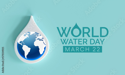 World Water day is observed every year on March 22, highlights the importance of freshwater. The day is used to advocate for the sustainable management of freshwater resources. 3D Rendering