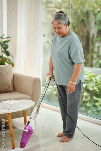 Senior Woman Cleaning House
