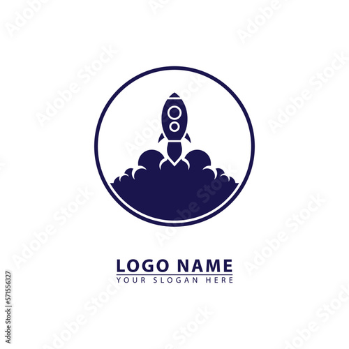 education space rocket vector logo icon.
