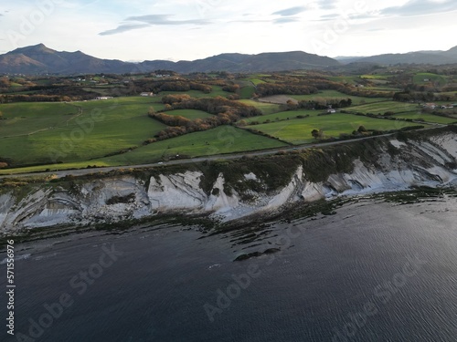 Corniche Basque a Hendaye vue de drone, Pays basque , Océan Atlantique , Sud-Ouest © Neos