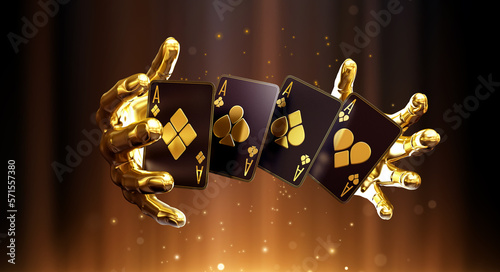 casino hand slot machine roulette set card banner 3d render 3d rendering illustration  photo
