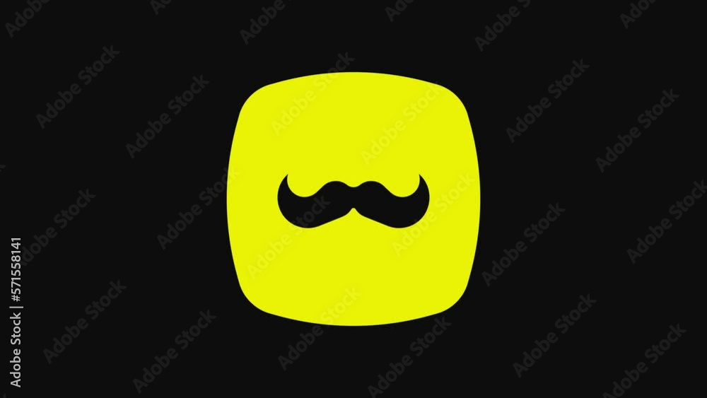 Yellow Mustache icon isolated on black background. Barbershop symbol. Facial hair style. 4K Video motion graphic animation Yellow Mustache icon isolated on black background. Barbershop symbol. Facial hair style. 4K Video motion graphic animation