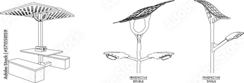 Vector sketch of solar energy lamp illustration