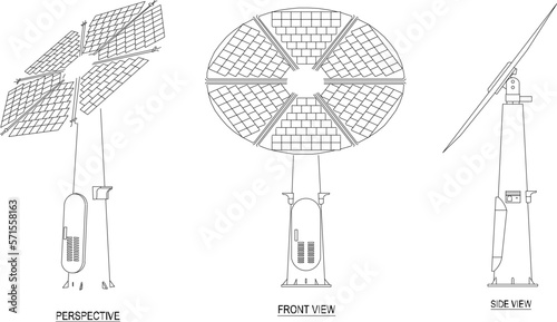 Vector sketch of solar energy lamp illustration