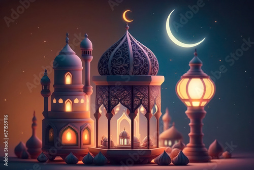Ramadan Kareem Arabic Lantern Islamic Holiday Muslim Holy Month Design Concept.
