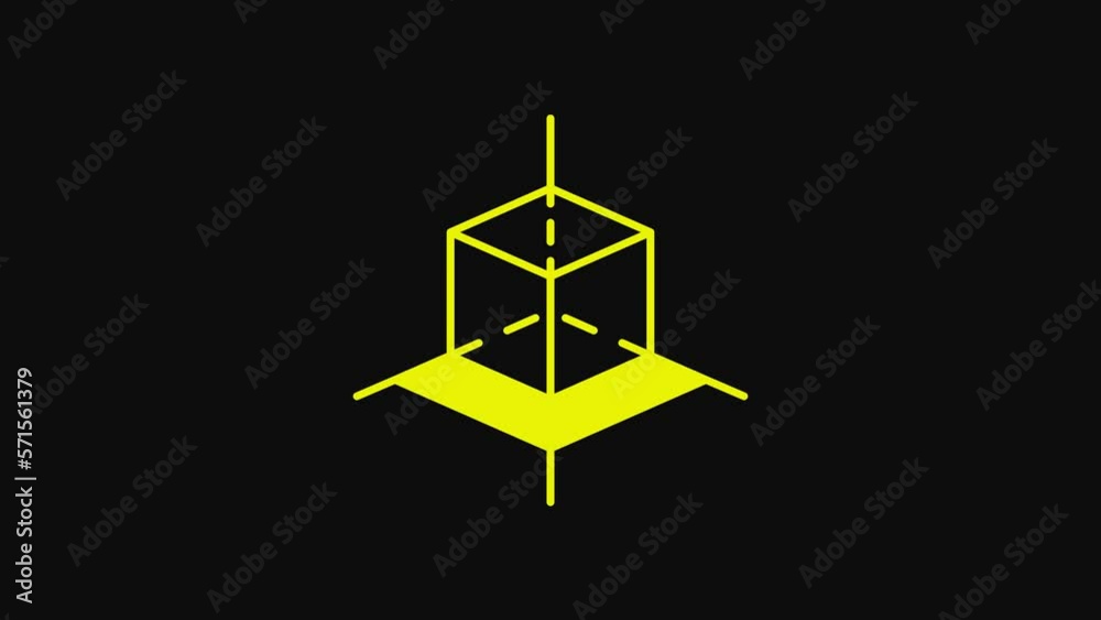 Yellow 3d modeling icon isolated on black background. Augmented reality or virtual reality. 4K Video motion graphic animation Yellow 3d modeling icon isolated on black background. Augmented reality or virtual reality. 4K Video motion graphic animation