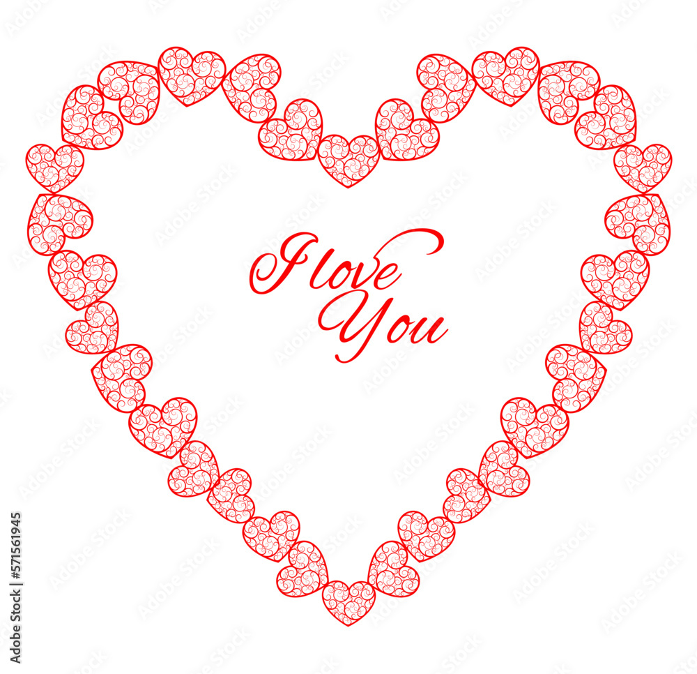 A heart-shaped postcard. Congratulations on your wedding Day or Valentine's Day. Vector illustration.