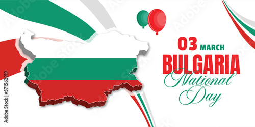 Bulgaria national day banner with Bulgarian 3D map and flag colors theme background. Happy liberation day Bulgaria. Vector illustration.