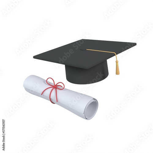 Back to school on white background. Education concept. 3D render