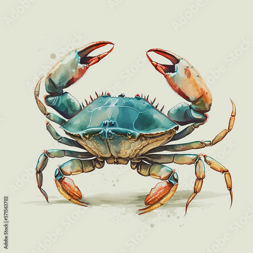 Drawing of a crab on white background. Generative AI