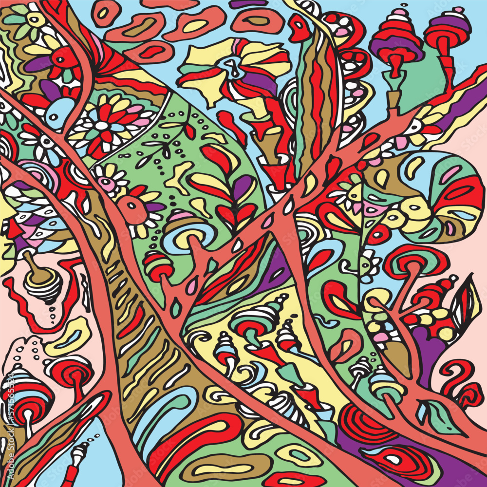 Abstract colored pattern. Drawn by hand with liner Abstract colored pattern. Drawn by hand with liner