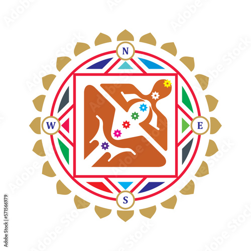 Vastu Shastra an Ancient Hindu, Indian system of architecture and design Vector Logo photo