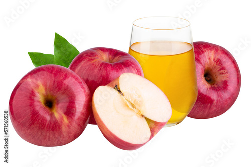 Obraz na płótnie Red apple and apple juice isolated on a transparent background. w salonie