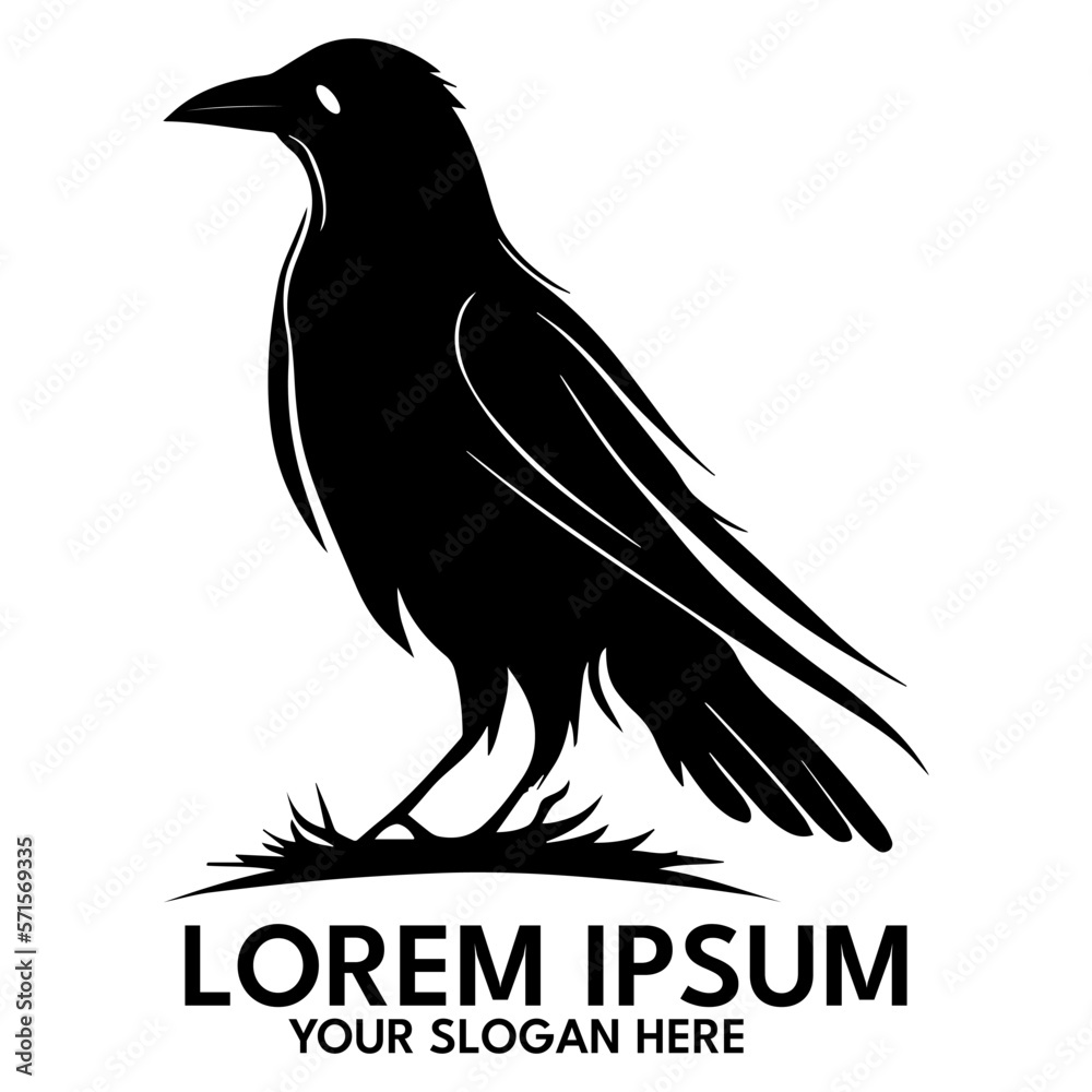 Naklejka premium Crow silhouette, logo style vector illustration