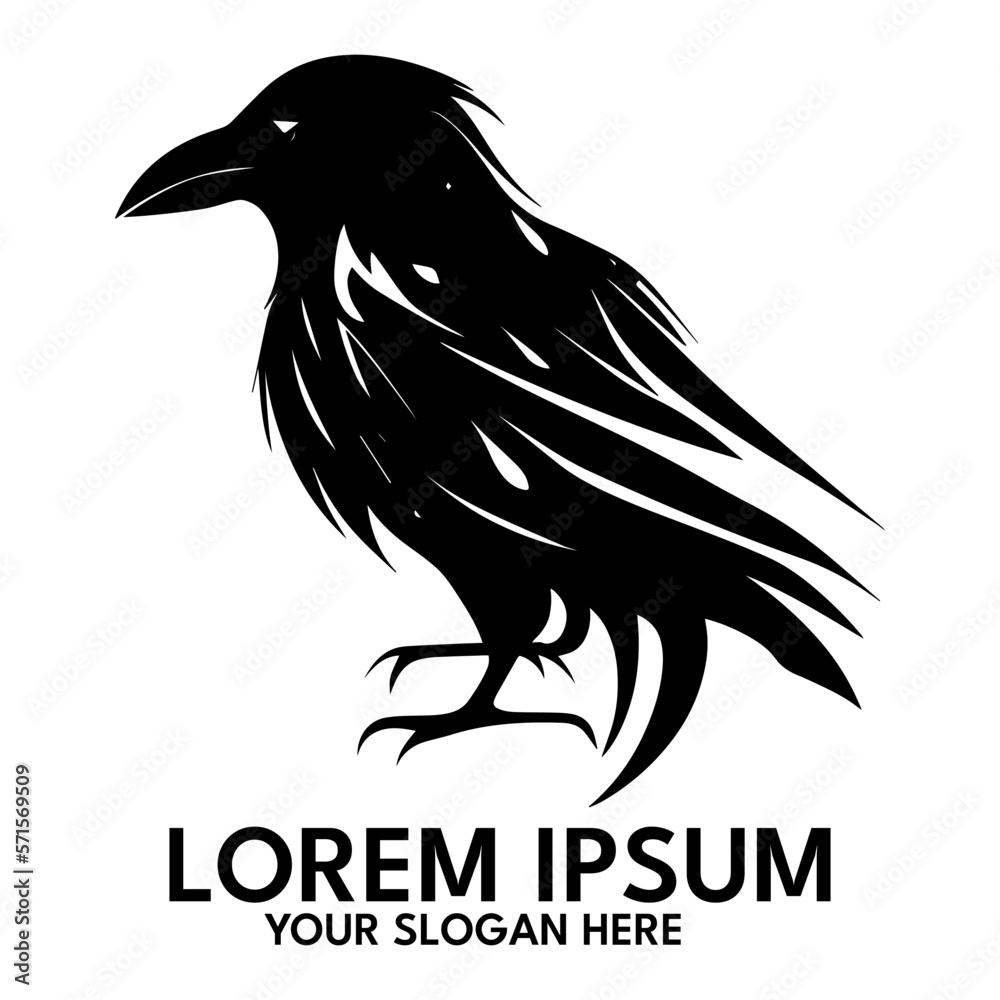 Fototapeta premium Crow silhouette, logo style vector illustration