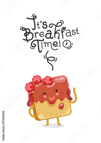 Breakfast Lettering with Cartoon Toast Character