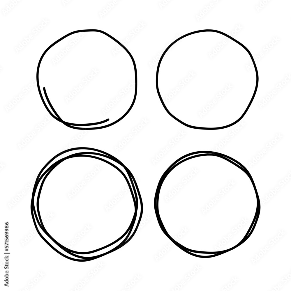 Hand drawn circles sketch. Rounds scribble line circles. Doodle circular logo design elements. Vector illustrations Hand drawn circles sketch. Rounds scribble line circles. Doodle circular logo design elements. Vector illustrations