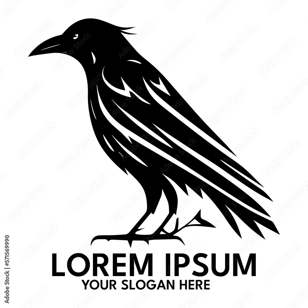 Obraz premium Crow silhouette, logo style vector illustration