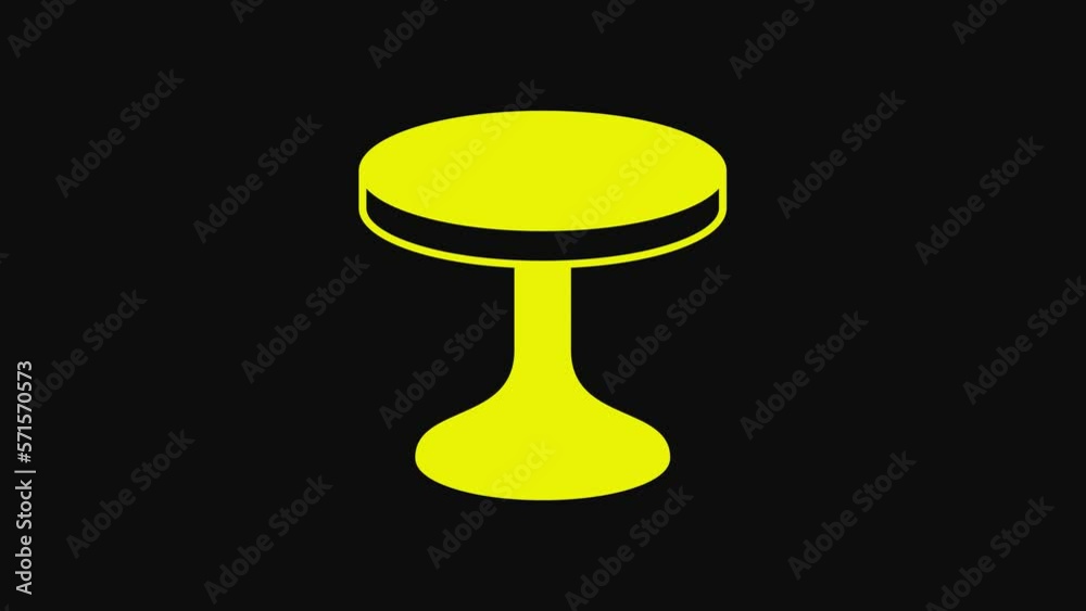 Yellow Round table icon isolated on black background. 4K Video motion graphic animation Yellow Round table icon isolated on black background. 4K Video motion graphic animation