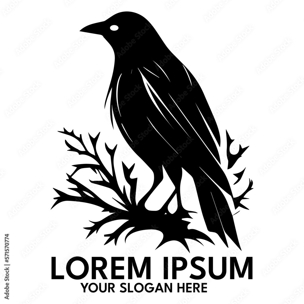 Obraz premium Crow silhouette, logo style vector illustration