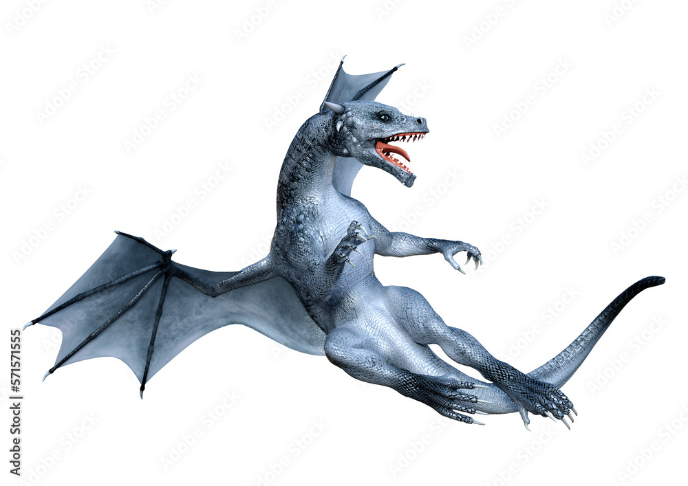 Fototapeta premium 3D Rendering Fairy Tale Dragon on White