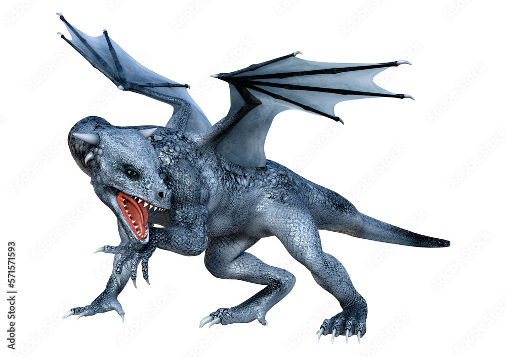 Fototapeta premium 3D Rendering Fairy Tale Dragon on White