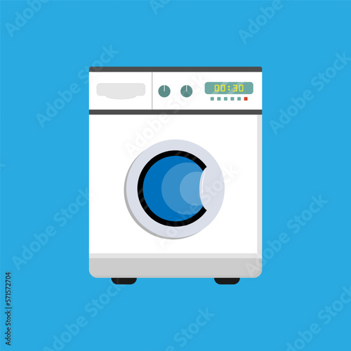 Washing machine. Washing the clothes, doing laundry. Doing the chores. Laundry equipment. Vector image