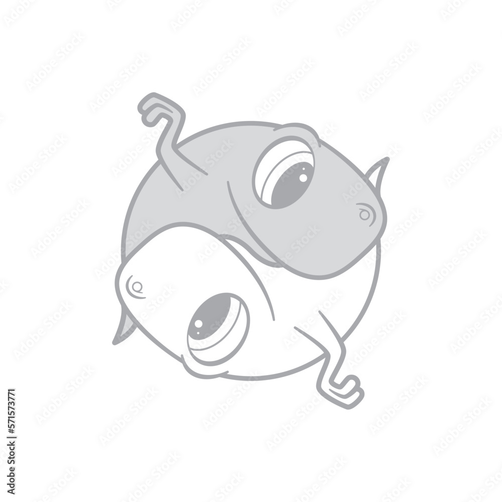 Vector images of dinosaurs forming a ying and yang symbol. Isolated on white backgroun. Vector images of dinosaurs forming a ying and yang symbol. Isolated on white backgroun.