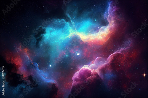 Abstract outer space endless nebula galaxy background. Generative Ai © FutureVisions