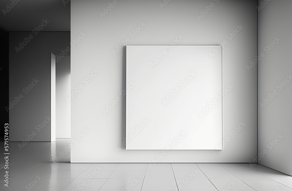 Empty frame mockup on the wall, clean light minimalist design. Generative AI. Empty frame mockup on the wall, clean light minimalist design. Generative AI.