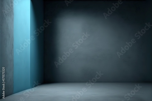 Empty dark and soft blue abstract cement wall and gradient studio room interior texture for display products wall background